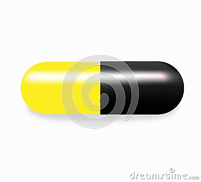 Yellow and black capsules medicine Stock Photo