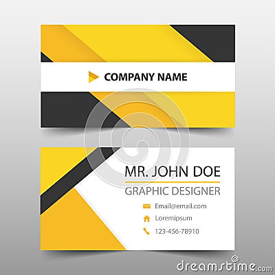 Yellow black corporate business card, name card template , horizo Vector Illustration