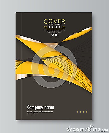 Yellow and black cover design for annual,report,book. vector Vector Illustration