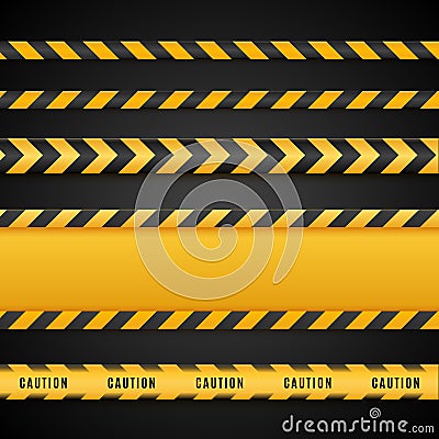Yellow and black danger tapes. Caution lines isolated. Vector illustration Vector Illustration
