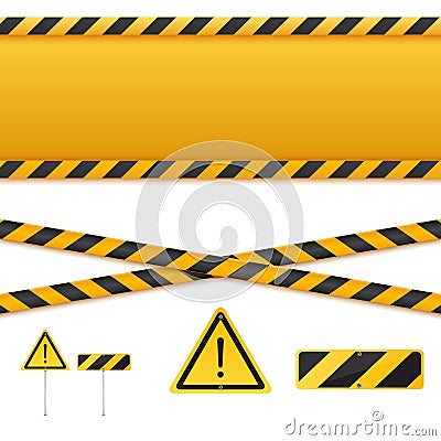 Yellow and black danger tapes. Caution lines isolated. Vector illustration Vector Illustration