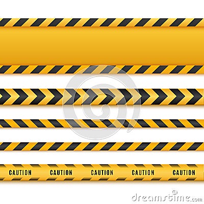 Yellow and black danger tapes. Caution lines isolated. Vector illustration Vector Illustration