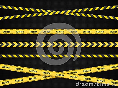 Yellow and black danger tapes. Caution lines . Vector Vector Illustration