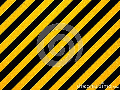 Yellow and black diagonal hazard stripes Stock Photo