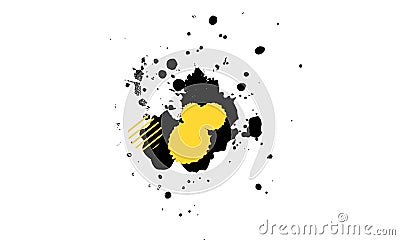 yellow black drop splatter ink watercolor in grunge style abstract background Vector Illustration