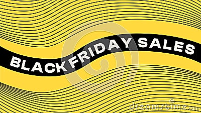 Yellow Black Friday Slae Modern Banner Template with Abstract Black Stripe Line Waves Vector Illustration