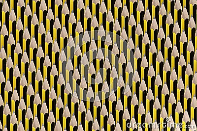 Yellow and black graphite Pencils Pattern background. 3d illustration Cartoon Illustration