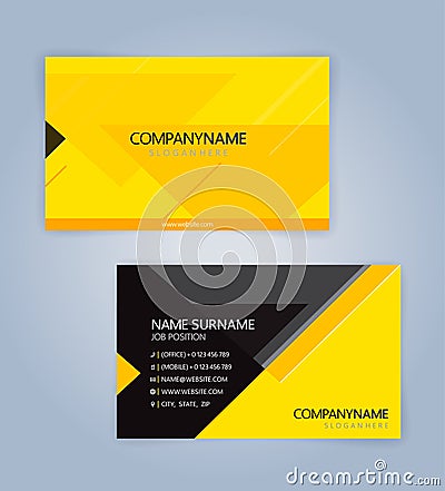 Yellow and Black modern business card template Vector Illustration