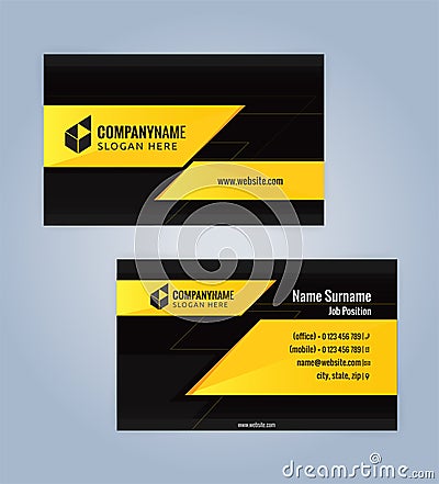 Yellow and Black modern business card template Vector Illustration