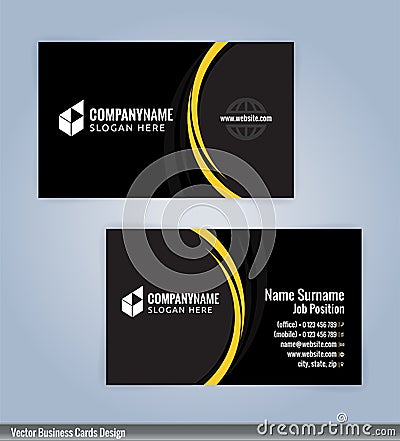 Yellow and Black modern business card template Vector Illustration