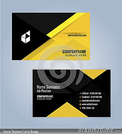 Yellow and Black modern business card template Vector Illustration
