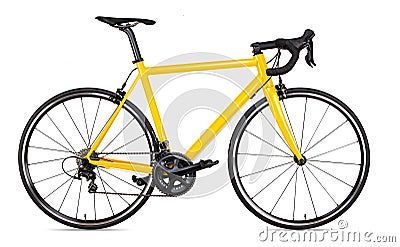 Yellow black racing sport road bike bicycle racer isolated Stock Photo