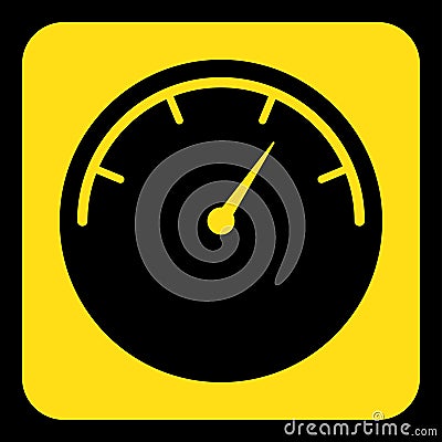 Yellow, black sign - gauge, dial symbol icon Vector Illustration