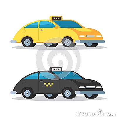 Yellow and black taxi cars Vector Illustration