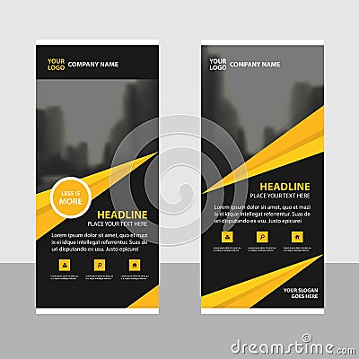 Yellow black triangle roll up business brochure flyer banner design , cover presentation abstract geometric background Vector Illustration