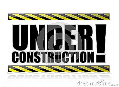 Yellow and black under construction sign Vector Illustration