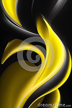 Yellow and black waves. Vertical composition Stock Photo