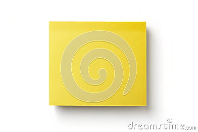 Yellow Blank Memo Sticky Notes Paper with Shadow Isolated on White Background with Clipping Path. Simple Square Geometry Form. Stock Photo