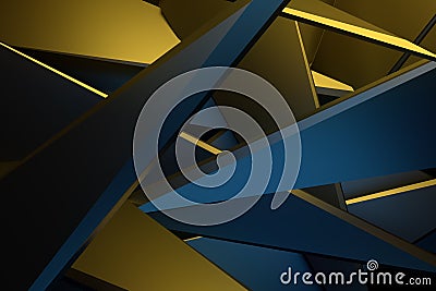 yellow and blue color abstract 3d rendering technology background. Stock Photo