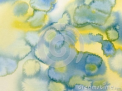 Yellow and blue colors watercolor background. Abstract primary colors Cartoon Illustration