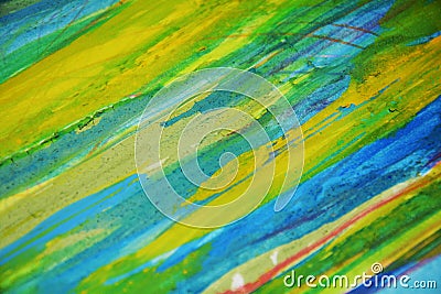 Yellow blue contrasts, paint watercolor creative background Stock Photo