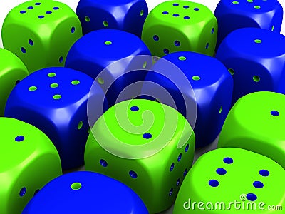 Yellow and Blue dice Cartoon Illustration