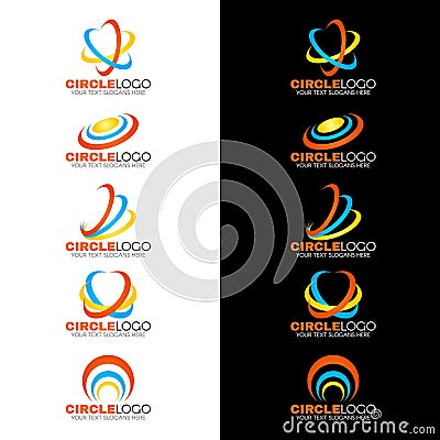 Yellow blue orange circle wave line logo vector design Vector Illustration