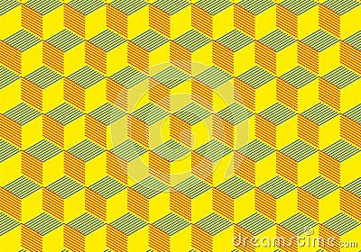 Yellow, blue and red geometric cube pattern design Triad color design Vector Illustration