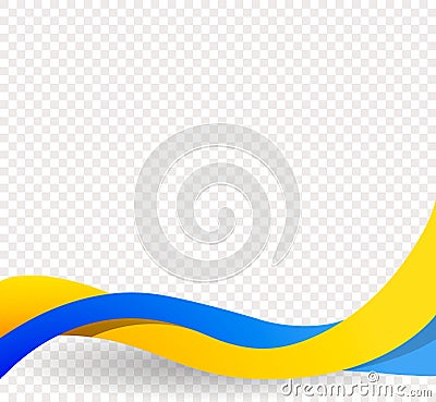 Yellow and blue ribbons, wavy ukrainian flag, Ukraine Independence Day. Decorative element for brochure, poster Vector Illustration
