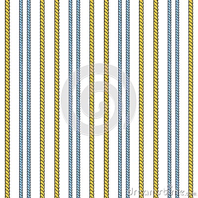 Yellow and blue rope stripes geometric seamless pattern, vector Vector Illustration