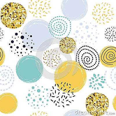 Yellow blue seamless pattern Circle elements background glitter decorative element Abstract pattern Cartoon Illustration