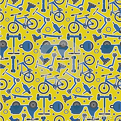 Yellow and blue pattern with teenager transport Stock Photo