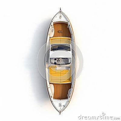 2d Rendering Of A Boat In Light Silver And Amber Style Stock Photo