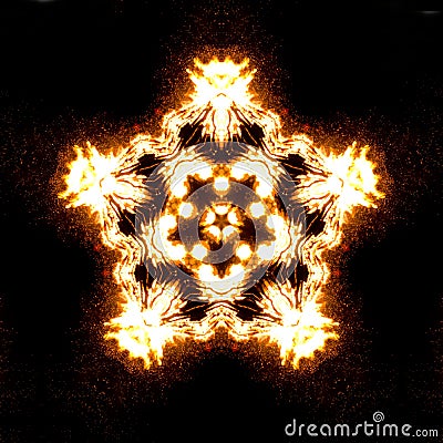 Yellow bonfire kaleidoscope Stock Photo