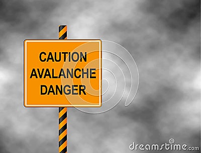 Yellow Bord isolated on a grey sky. A sign warning skiers and snowboarders that the are caution avalanche danger. Vector illustrat Vector Illustration