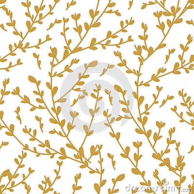 Yellow branches with leaves, foliage of trees Vector Illustration