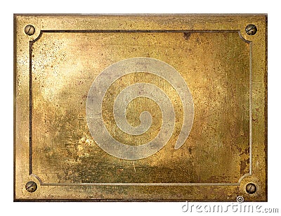 Yellow brass metal plate border Stock Photo