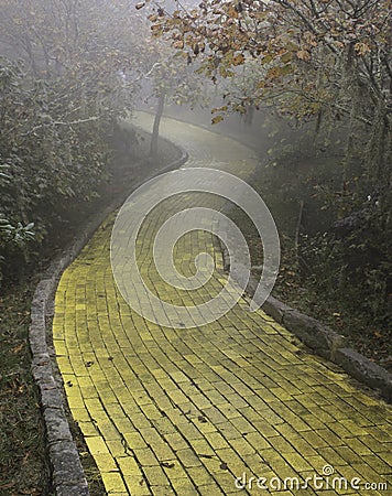 Yellow brick road, Beech Mountain, North Carolina Stock Photo