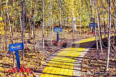 Follow the Yellow Brick Road Stock Photo