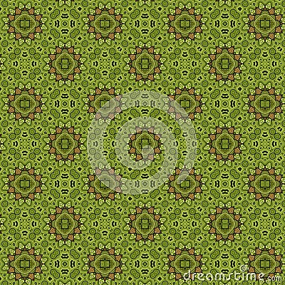 Green, brown and golden yellow mosaic geometric pattern Textured pattern. Light and dark colors, saturated hues. Cartoon Illustration