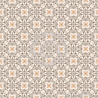 Yellow brown ornament seamlees pattern. Vector Illustration