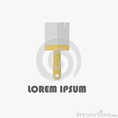 Yellow brush logo on the grey background Stock Photo