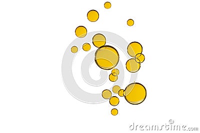Yellow bubbles soars over white Stock Photo