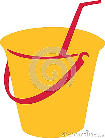 Yellow bucket with straw Vector Illustration