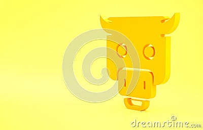 Yellow Bull market icon isolated on yellow background. Financial and stock investment market concept. Minimalism concept Cartoon Illustration