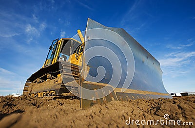 Yellow bulldozer Stock Photo
