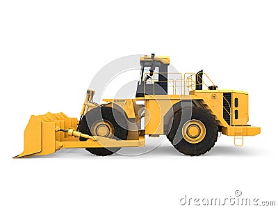 Yellow Bulldozer Isolated Stock Photo