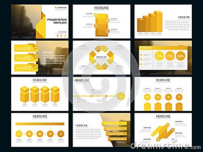 Yellow Bundle infographic elements presentation template. business annual report, brochure, leaflet, advertising flyer, Stock Photo