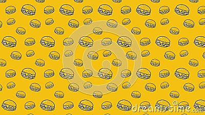 Yellow burger pattern - playful - modern - background Vector Illustration