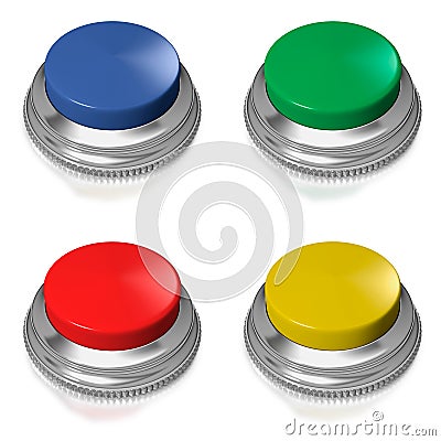 Yellow button switch on white background Stock Photo
